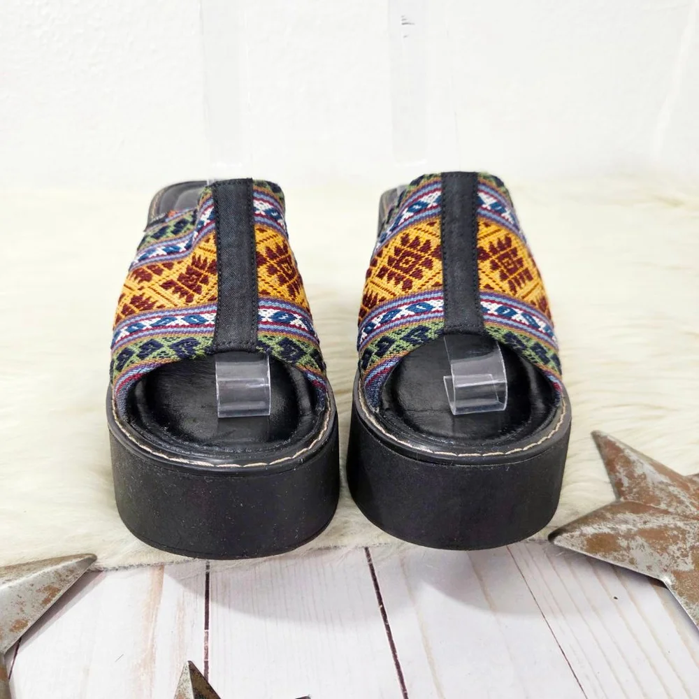 Passeri Veronica Gold Pachamama Platform Sandals black Peruvian size 37
